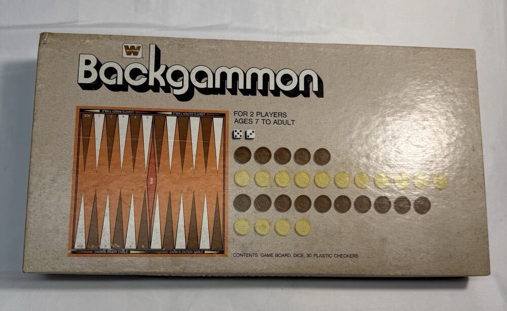 Vintage 1973 Whitman Backgammon Board Game - 100% Complete